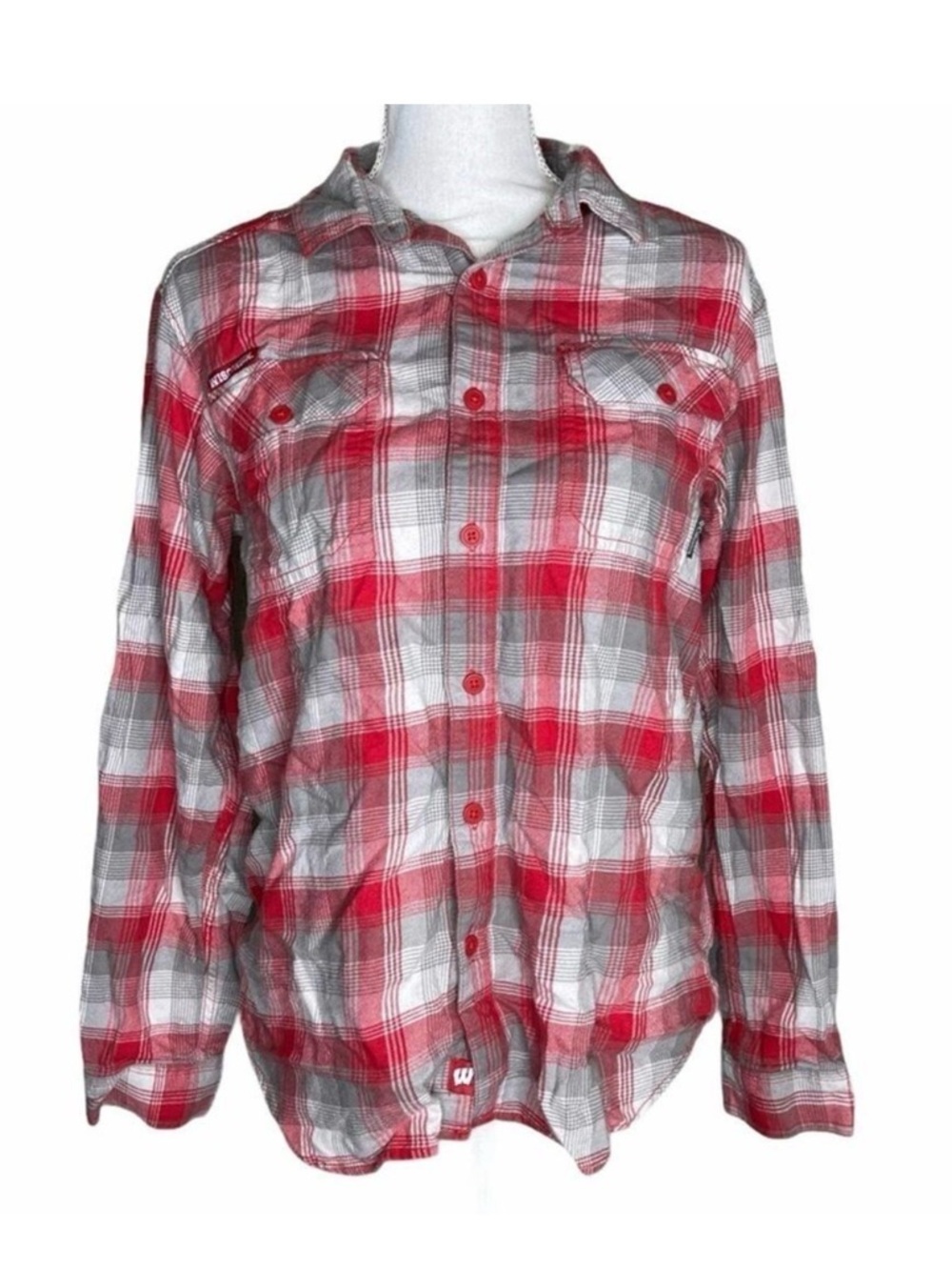 Columbia men’s small collegiate plaid flannel Wisconsin Badgers